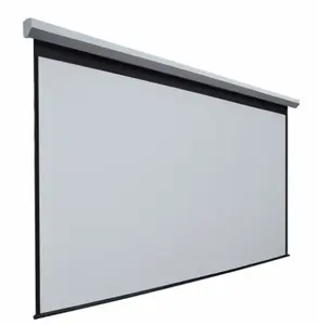 White Soft PVC 84 inch Electronic Motorized In Ceiling Tab tension Projector Screen