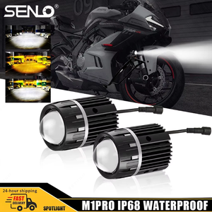 Zweifarbiger Motorrad-LED-Scheinwerfer Zusätzliche Kühlergrill-Leuchte Einzellinse IP68 Wasserdicht <span class=keywords><strong>M1Pro</strong></span> - Product Image 1