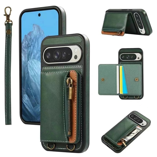 TPU Shockproof Wallet Design Mobile Phone Case for Google Pixel 9 Pro XL/9/8/7 Pro Plus with Nature Scenery