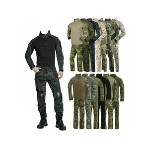 Double Safe Custom Long Sleeve Tactical Shirt Multicam Tactical Clothing Camouflage Uniform g3 g2 frog Black camouflage Suit