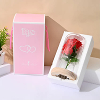 Romantis 2026 hadiah Hari Valentine kustom sabun mawar di kubah kaca dengan dasar buatan kaca mawar kubah bel Jar jelas kubah kaca