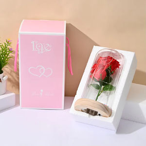 ของขวัญวันวาเลนไทน์2026แสนโรแมนติกสบู่ดอกกุหลาบในโดมแก้วพร้อมฐานโดมแก้วโดมกุหลาบเทียมโถแก้วใส - Product Image 2