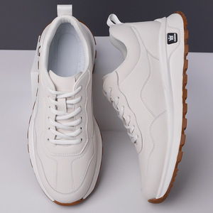<b>White</b> Men's Chunky Sneakers <b>Lace</b>-Up Solid Color Casual Shoes Thick Sole Wenzhou Origin - Product Image 3