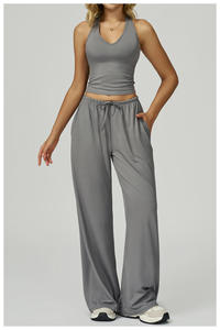 Pantaloni Foderati in Pile da <span class=keywords><strong>Donna</strong></span> a Vita Bassa Gamba Larga Casual Sportivi con Elastico in Vita e Coulisse - Product Image 2