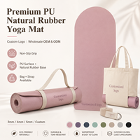 Tapis de yoga en caoutchouc naturel PU personnalisé avec logo, antidérapant, de qualité supérieure, pour marques et studios de yoga