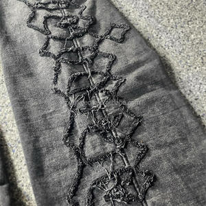 Vente en gros Logo personnalisé Broderie en détresse Brodé Pantalon de survêtement empilé Jogger Vintage Lavage à l'acide Pantalon de survêtement évasé pour hommes - Product Image 2