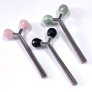 Outils de massage facial en forme de Y, quartz rose, obsidienne, rouleau facial 3D - Product Image 3