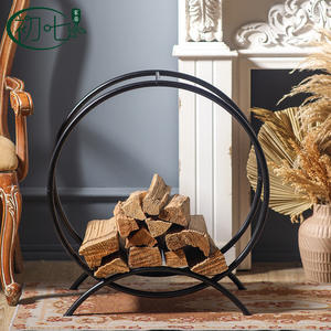 Soporte para leños, redondo, de metal, para interiores y exteriores, para chimenea, estante de almacenamiento de leña, para decoración del hogar y la sala de estar - Product Image 1