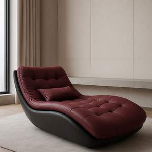 Sofá Reclinable Zero Gravity de Cuero Borgoña, Chaise Longue Reclinable para Adultos y Personas Mayores - Product Image 4