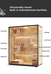 USMILEPET-Recinto para gatos grande de <span class=keywords><strong>madera</strong></span> con ruedas, Casa con varias características para interior - Product Image 5