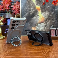 Funda Metálica con Panel Trasero Translúcido Mate para Samsung S26 S22 S23 S24 S25 Ultra con Protección de 360° °   Soporte Magnético con Cubierta Antigolpes