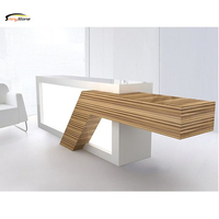 Compteur de réception élégant en forme de L, aspect moderne, rétro-éclairé, surface solide, 1 pièce