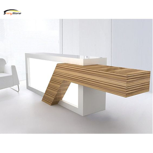 Stylish Backlit Modern Look L-shape Solid Surface <strong>Reception</strong> <strong>Counter</strong> - Product Image 4