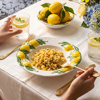 Assiette en céramique citronnée, faite main et peinte à la main, style américain, vaisselle commerciale de haute qualité, bol unique pour pâtes et salades