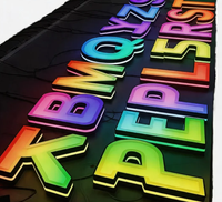 Enseigne LED dynamique RVB complète en gros, lettres lumineuses 3D personnalisées à effet de poursuite de couleur pour café, salon, devanture de magasin extérieure
