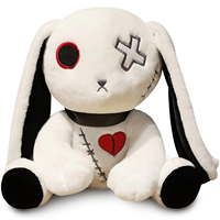 Vente en Gros de Poupées Lapin Gothique 30cm PP Coton Blanc Noir Lapin de Pâques Jouet Animal en Peluche