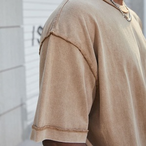 เสื้อยืดผ้าฝ้าย100% ผู้ชาย, เสื้อยืดวินเทจฟอกสีโลโก้ได้ตามต้องการ - Product Image 2
