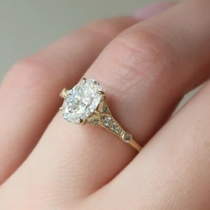 Anel de Diamante Cultivado em Laboratório 18K 14K 10K Ouro Sólido Certificado IGI CVD HPHT VVS Anel de Noivado e Casamento para Mulheres e Homens Corte Oval - Product Image 2