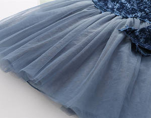 Robe en velours à manches longues pour filles, mode printemps, robe en tulle et dentelle pour jolies princesses, de haute qualité - Product Image 3