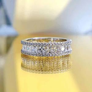 2025 nouveau S925 argent sans bord princesse complet Micro ensemble anneau à la mode émeraude coupe bijoux pour l'Europe et l'Amérique transfrontalière - Product Image 2