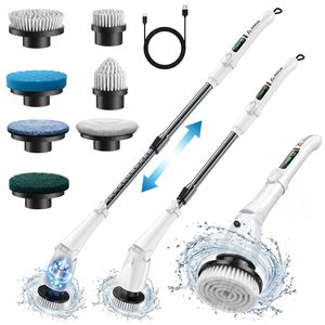 Brosse de nettoyage électrique rechargeable, nettoyeur sans fil à 3 vitesses réglables avec lumière LED et 7 têtes de brosse remplaçables - Product Image 1