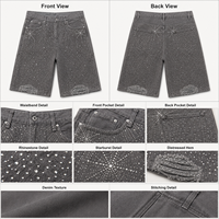 Shorts en jean OEM style Hip Hop pour hommes, déchirés, grande taille, coupe courte, motif diamant, personnalisables pour l'été