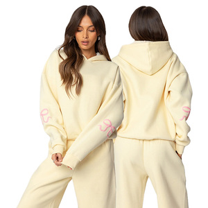 Completo da donna <span class=keywords><strong>elegante</strong></span> a due pezzi con ricami, felpa con cappuccio e pantaloni lunghi sportivi - Product Image 2