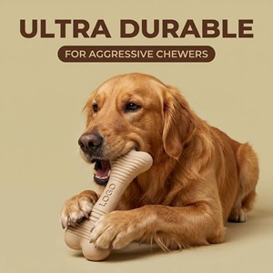 Jouet pour chien en caoutchouc naturel résistant, design personnalisé, forme d'os, grande taille, pour usage intérieur, style simple - Product Image 5