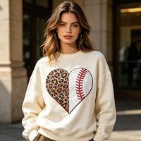 Grands patchs thermocollants personnalisés pour vêtements, motifs sport universitaires, paillettes, sequins, imprimé léopard, broderie cœur de baseball
