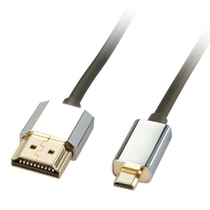 Câble HDMI 3 m, type A et type D, couleur noir, chrome et or ; idéal pour connecter des appareils multimédias et transmettre de l'audio et de la vidéo. - Product Image 1