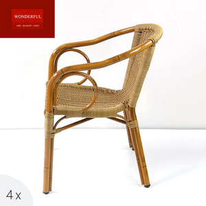 Sillas <span class=keywords><strong>de</strong></span> Mimbre/Ratán para Comedor, Silla Redonda <span class=keywords><strong>de</strong></span> Estilo Bistró Francés para Exteriores, Silla <span class=keywords><strong>de</strong></span> Jardín con Brazos <span class=keywords><strong>de</strong></span> Aluminio y Mimbre/Ratán - Product Image 5
