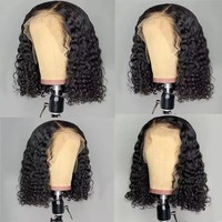 Perruque Bob Lace Front HD Transparente 13x4, Cheveux Humains Bouclés Profonds, Haute Densité, 8-16 pouces pour Femmes