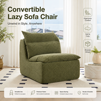 Canapé modulaire convertible vert, fauteuil lounge confortable en tissu chenille pour une personne