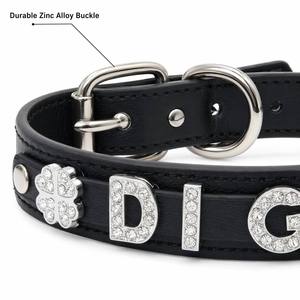 Collar de Metal Resistente para Mascotas con Letras de Diamantes, Personalizable con Nombre y Logotipo, Desmontable, Línea Superventas - Product Image 4