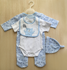 Conjunto de Ropa de Bebé de 4 Piezas, Tejido de Algodón 100%, Estampado, Primaveral, de Alta Calidad y Diseño Personalizado - Product Image 4