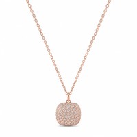 Collier pendentif coussin en cuivre plaqué or 18 carats avec zircon cubique JinSpark Premium pour femmes