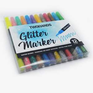 Marqueurs de peinture acrylique à paillettes métalliques brillantes à base d'eau, 12 couleurs, logo personnalisé, pour la peinture DIY - Product Image 1