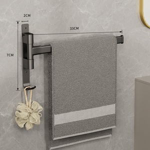 Portasciugamani da bagno <span class=keywords><strong>nero</strong></span> a 4 bracci appendiabiti organizzatore portasciugamani girevole a parete in alluminio - Product Image 6