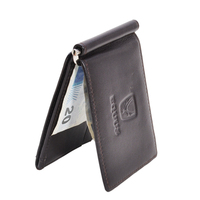 Dompet Saku Depan LOGO Anda Dompet Ramping Kulit Sapi Premium Full Grain Pemblokir Rfid Minimalis Tipis