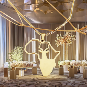 Collier <span class=keywords><strong>Carte</strong></span> d'Afrique avec Breloque Cerf en Acier Inoxydable Plaqué Or, Chaîne Cubaine 18 pouces, Bijou Ethnique Authentique d'Afrique du Sud - Product Image 2