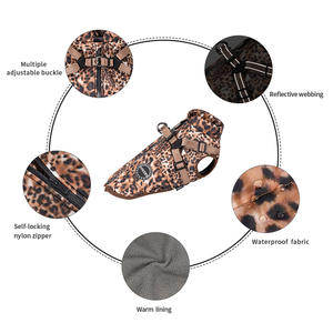Abrigos impermeables personalizados para perros, chaqueta de invierno con logotipo de ansiedad, chaleco protector de lujo para perros de caza, arnés, ropa para mascotas con estampado de leopardo - Product Image 2