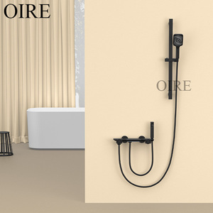 Robinet <span class=keywords><strong>de</strong></span> <span class=keywords><strong>douche</strong></span> mural <span class=keywords><strong>de</strong></span> luxe en laiton noir à poignée unique avec <span class=keywords><strong>barre</strong></span> coulissante 3 fonctions (chaud/froid/pluie/<span class=keywords><strong>douche</strong></span> douce) pour appartement - Product Image 1