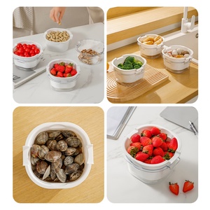 <b>Plastic</b> Kitchen <b>Colander</b> Bowl Set Food Strainer Fruit Veggies Mini Washing Basket Double-Layer Drain Basin and Basket - Product Image 6
