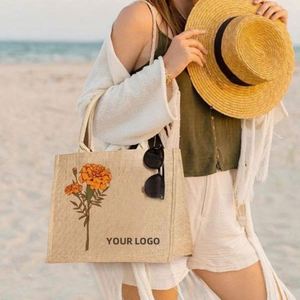 Cheap Custom Logo Printed Eco Recycle Natural <b>Foldable</b> Reusable Jute Burlap Linen Shopping Tote <b>Bag</b> - Product Image 6