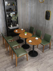 Ensemble de table, chaise, canapé et banquette de style moderne pour hôtel, café, restaurant, en bois massif, usage commercial, facile à nettoyer - Product Image 4