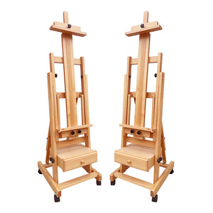 Caballete de pintura de madera de haya de doble propósito con cajón, caballete de arte plegable de pie para estudiantes, uso en estudio de pintura al óleo - Product Image 1