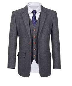 Ensemble 3 pièces en <span class=keywords><strong>tweed</strong></span> à chevrons pour <span class=keywords><strong>homme</strong></span> - Product Image 2