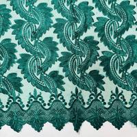 Tissu en dentelle de tulle vert émeraude de bonne qualité avec perles et strass, tissu en dentelle africaine pour robes de mariée, vente en gros