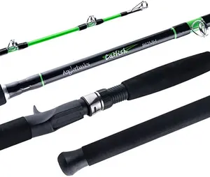 2.28m 2.59m 2 Section Fiberglass Pole Fishing Casting Rods Glowing Catfish Rod Green