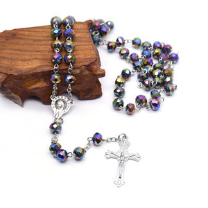 Collar de Rosario con Cruz de <span class=keywords><strong>Crucifijo</strong></span> Cristiano Católico, Cuentas de Cristal y Cristales de Estrás, <span class=keywords><strong>para</strong></span> Boda, Unisex - Product Image 4